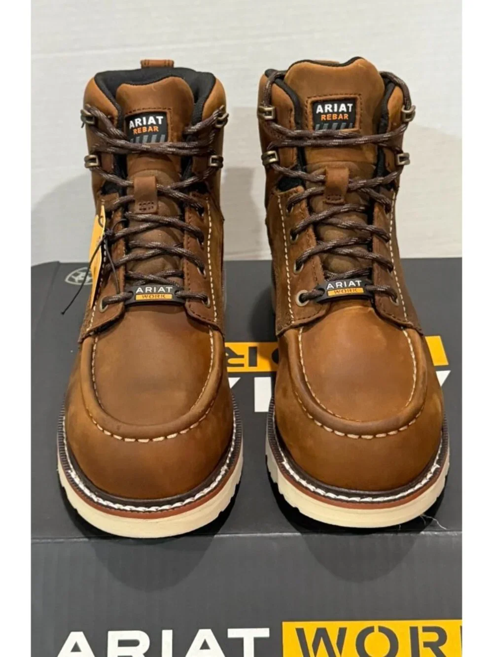 NWT Womens Ariat Composite Toe Boots Rebar Lift H20 Sz 8 Brown Moc Toe 10053821